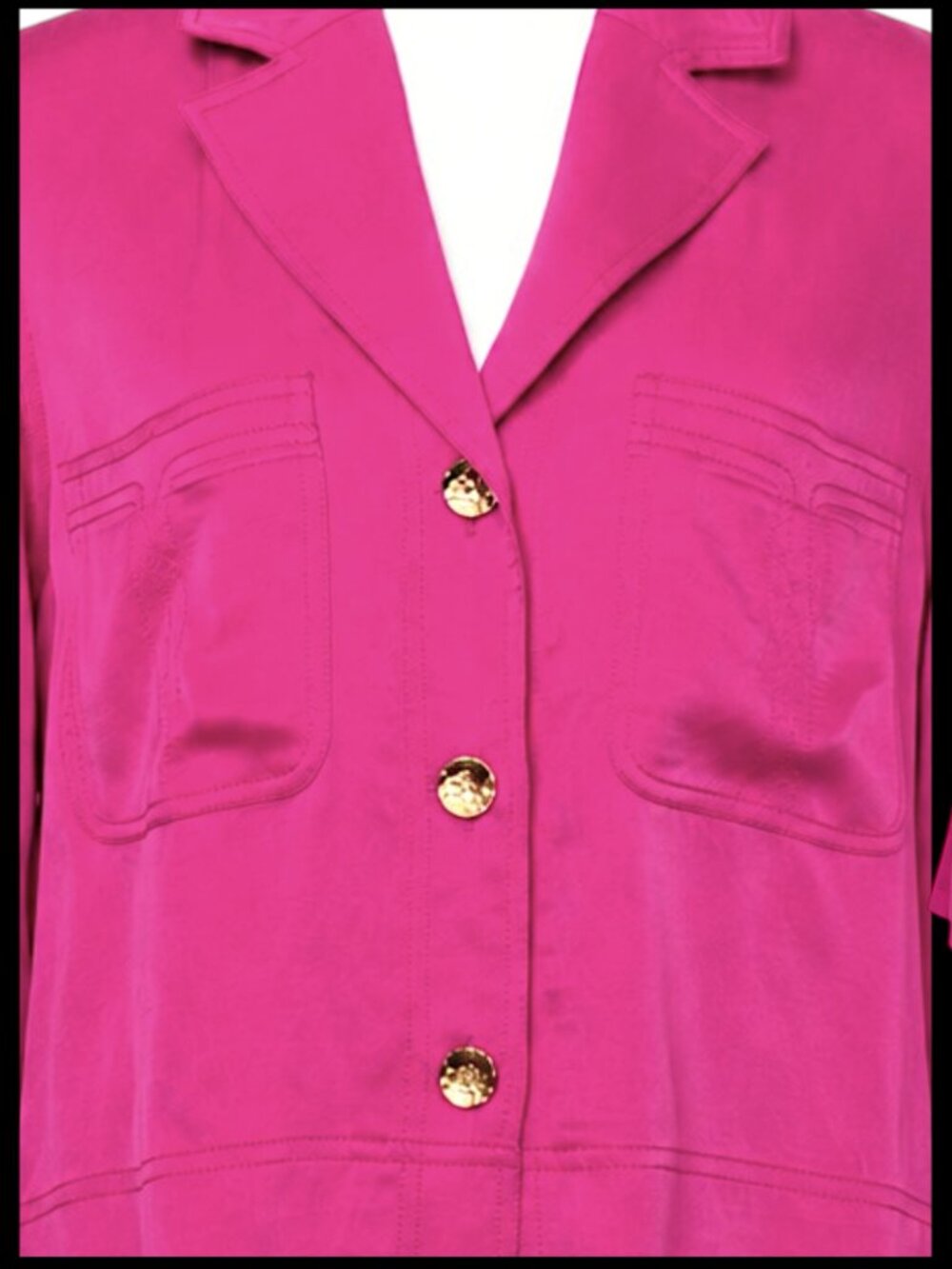 GANNI Washed Satin Crop Shirt Fuchsia Pink Blazer 36 US 4 - Picture 3 of 9